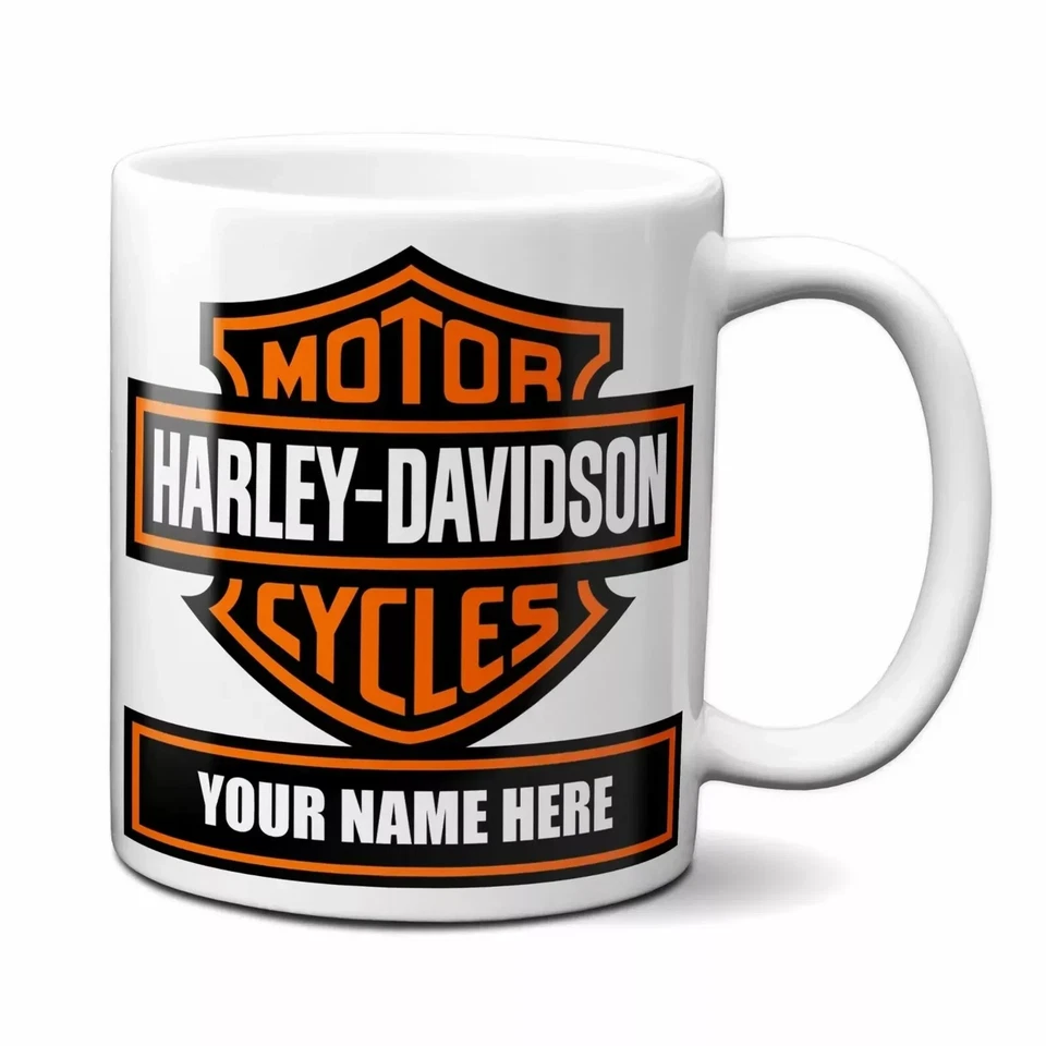 Harley Davidson Motorcycle Personalized Coffee Mug Custom with Any Name Text - Photo 1/1