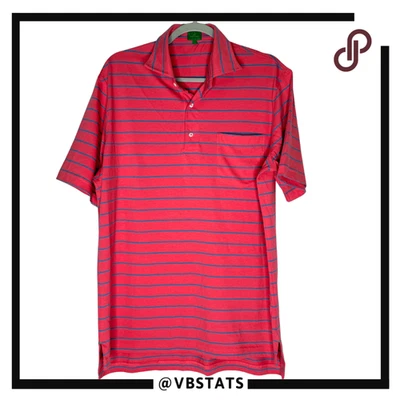 Sid Mashburn Men's Cotton Striped Short Sleeve Golf Polo Shirt Pink Blue Large - Image 1 of 4