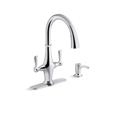 Torneira de cozinha Kohler R29473-SD-CP com 2 alças cromada polida - Imagem 1 de 4