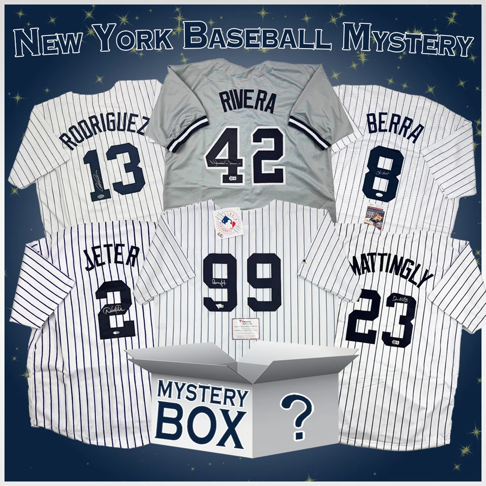 Autographed/Signed New York Baseball Jersey Mystery Box PSA JSA or Beckett COA - Image 1 of 1