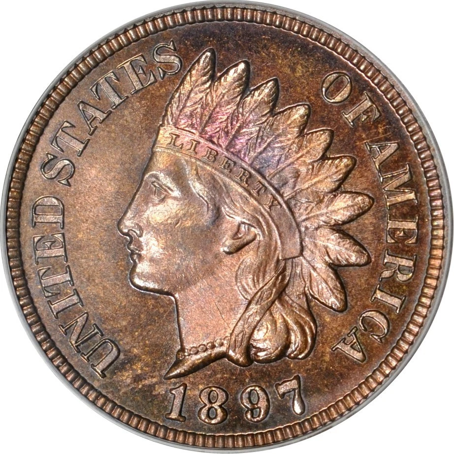 1897 1C Indian Cent PCGS PR65RB OGH (PHOTO SEAL) - Image 1 of 3
