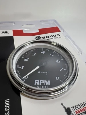 Tacómetro Equus 7068 3-3/8", cromado con esfera negra Foto 1 de 4