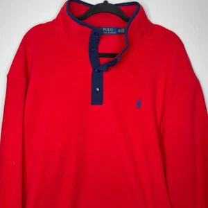 Polo Ralph Lauren Herren Gr. XXL rot marine Druckknopf angeraut Fleece Mockneck Pullover - Bild 1 von 7