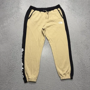 North Face Joggers Men Medium Beige Tan Black Cargo Sweat Pants Fleece Adult - Picture 1 of 8
