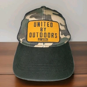 FinTech United By Outdoors Snapback Mesh Camo Baseball Cap / Hat Black - Picture 1 of 18