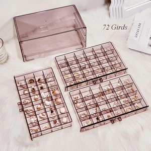 Box Organizer Display Jewelry Storage Earring 3 Drawers Acrylic Holder - Picture 1 of 7