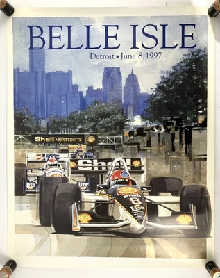 1997 Belle Isle Detroit Grand Prix Poster 30" x24" Shell IndyCar Race CART - Image 1 of 4