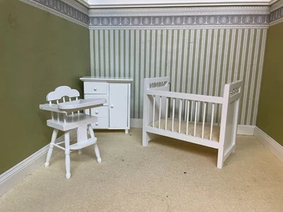 Muebles para casa de muñecas escala 1:12, juego de guardería blanco BS06WH Foto 1 de 4