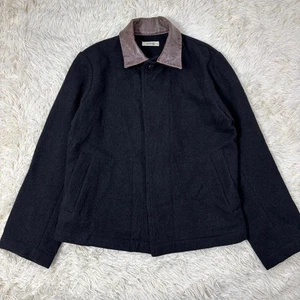 Chaqueta de LANA 45R 45 rpm Cuello de Cuero Panel de Contraste Negro Marrón Talla 3 41x57,5 cm - Imagen 1 de 17