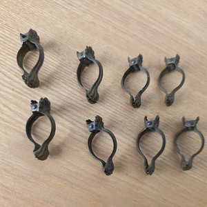 Vintage small Brass/copper Cafe Curtain Clips Clamshell Clamp x 8 - Picture 1 of 3