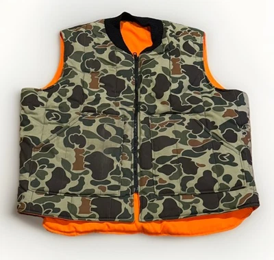 Vintage Walls Duck Camo Hunting Vest XL Reversible Orange Blizzard Proof Bauer - Image 1 of 4