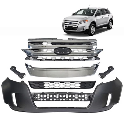Front Bumper Cover Grille For 2011-2014 Ford Edge Complete Grill Assembly Primed - Image 1 of 4