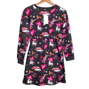 TU Unicorn Hearts Long Rainbow Jersey Long Sleeve Dress Size 11 Yrs NWT - Picture 1 of 13