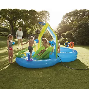 Planschbecken Kinderpool Rutsche & Wassersprüher & Ring/Ballwurfspiel 3x1,8x1,6m - Bild 1 von 8