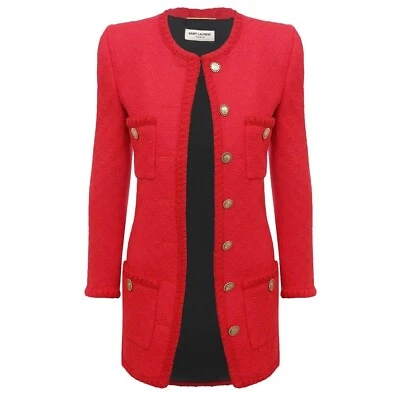Chaqueta Blazer SAINT LAURENT 668517Y7D28 Lana Tweed Trenzada con Diamantes 38 6 M Foto 1 de 4