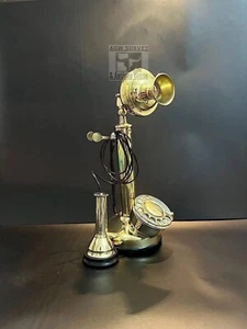 Vintage Antique Brass Candlestick Rotary Dial Phone Finish Home Decor Telephone - Imagen 1 de 6