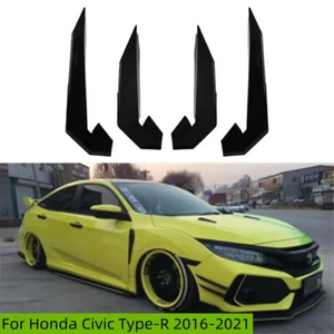 Cuchillo de aire con aletas divisorias Canards de parachoques delantero 4 piezas para Honda Civic Type-R 2016-21 - Imagen 1 de 10