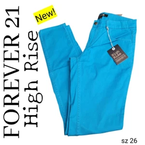 Jeans NEU! Forever 21 türkisfarbene Jeans hoher Bund leicht gerade NEU - Bild 1 von 10