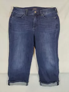 NYDJ Jeans donna 10 Marilyn taglio dritto fresco abbraccio sollevamento polsino tecnico blu - Foto 1 di 10