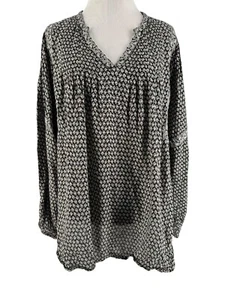 Old Navy Women's Black White Floral Boho Long Sleeve Peasant Blouse Size XL - Imagen 1 de 6