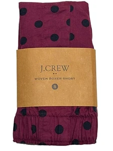 NWT J CREW Boxer Underwear Sz S Maroon Polka Dots #12 - Picture 1 of 2