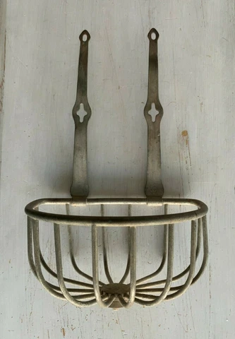 Antique Wall Mount Sponge Holder Nickel Brass Vtg  Bathtub Soap Basket 25-21J Cover
