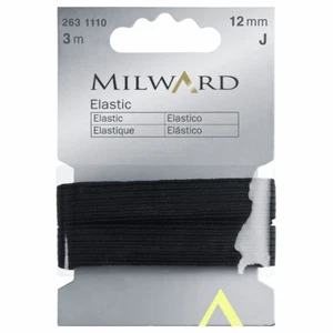 Elastico Milward di qualità premium: 3 m x 12 mm: nero utensili per trapuntatura da cucire - Foto 1 di 1