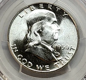 Choice 1950 FRANKLIN HALF DOLLAR 50C PCGS MS65 FBL High Grade White Beauty !!! - Picture 1 of 4