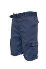 Mens Cargo Shorts Belted Stretch Flat Front Pockets Washed Lounge 28 30 32 34 36
