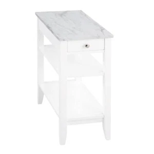 Convenience Concepts End Table 11.25"x23.5"x24" Birch MDF Faux Marble/White - Picture 1 of 6