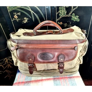 Vintage Bob Timberlake Leather Canvas Travel Shoulder Bag - Picture 1 of 15