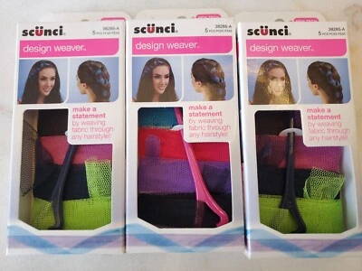 🌸3-Tela de malla tejida diseño Scunci a través de peinados 5 piezas multicolor🌸 Foto 1 de 2