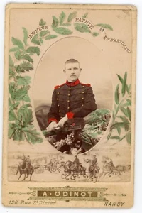 PHOTO cabinet Odinot Nancy, un militaire 39ème régiment d'Artillerie hand tinted - Picture 1 of 2