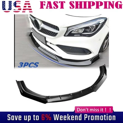 Para Mercedes-Benz Front Bumper Lip Spoiler Splitter Guarnição Corpo Kit Carbono  - Imagem 1 de 4