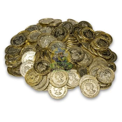 144 Plastic Novelty Fake Gold Coins for Play, Birthday Parties and Prizes - Image 1 of 2