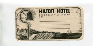 Etiqueta de dirección de nombre de hotel vintage HILTON HOTEL LONG BEACH CA - Imagen 1 de 2