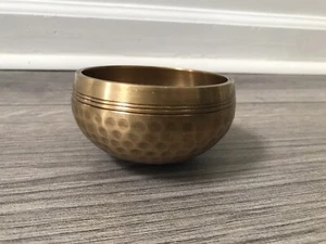 Tibetan Hammered Brass Singing Bowl Set, 2”Tx3.5”W Meditation Bowl - Picture 1 of 5