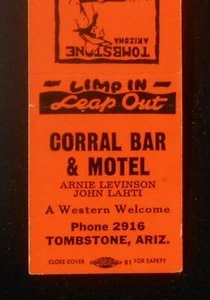 Teléfono 2916 Tombstone AZ Corral Bar & Motel Arnie Levinson John Lahti década de 1950 - Imagen 1 de 1