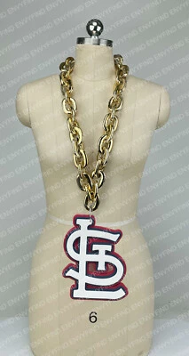 New MLB ST LOUIS CARDINALS GOLD Jumbo Big Fan Chain Necklace Foam MI USA - Image 1 of 3