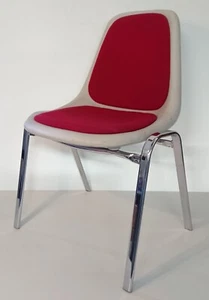 Stuhl Stapelstuhl Orly Design Pollak SULO Germany rot grau Chromgestell (25) - Bild 1 von 14