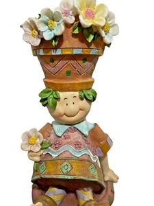 Pot People Girl Spring Easter Figures Farm Retro Resin Art Deco Flower NEW - Picture 1 of 8