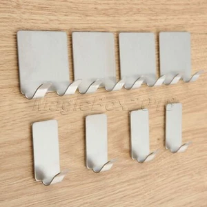 4pcs Stainless Steel 3M Self Adhesive Sticky Hooks Bathroom Wall Hanging Hanger - Picture 1 of 10