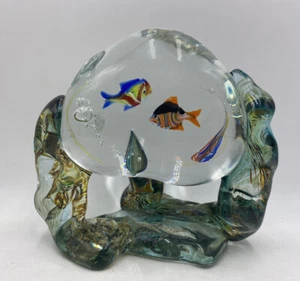 Atemberaubender Vintage Murano Glas Studio Kunst Glas Fisch Aquarium Korallenriff Briefbeschwerer - Bild 1 von 14