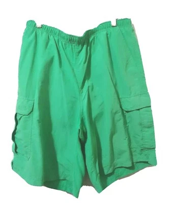 LL Bean Swimwear Board Shorts Mens  L Green Pullup Pockets Drawstring Elastic - Image 1 of 4