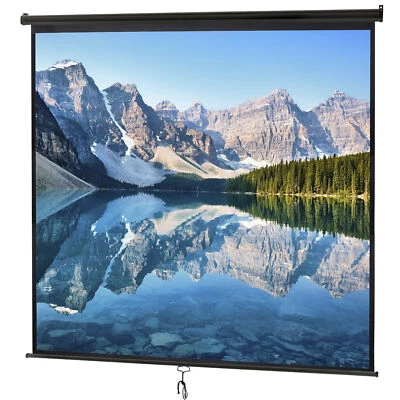 120" 1:1HD Diagonal Dimension Pull Down Projection Screen HD Movie Theater Black - Image 1 of 4