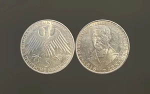 BRD Deutschland 5 DM 1968 J Friedrich Wilhelm Raiffeisen Silber - Bild 1 von 1