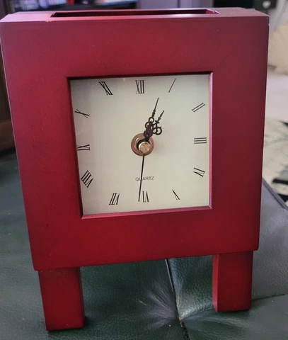 Wooden. Clock 1 Side & Photo Frame Other Easel Design Quartz 7.5" High X 5.5" W Cover