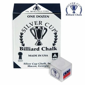 Quality USA Silver Cup Pool Snooker Billiard Cue Tip Table Chalk WHITE 12 Blocks - Picture 1 of 1