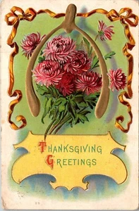 Postal en relieve de Acción de Gracias de Wishbone Flowers - Imagen 1 de 2