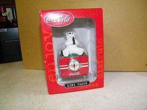 Coca-Cola Polar Bear & Coke Cooler Advertising Mini Clock.